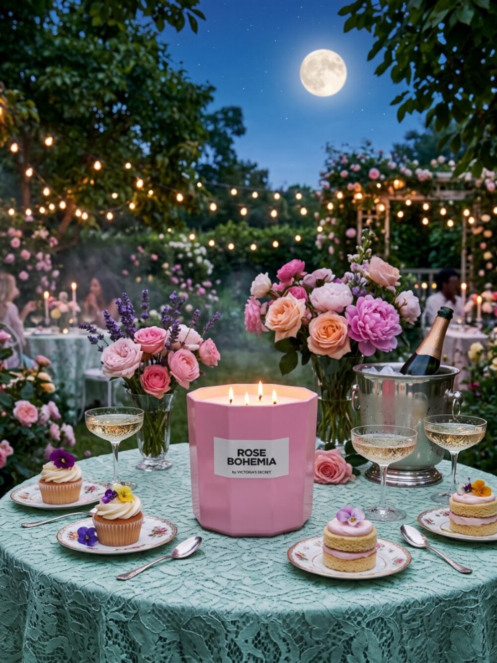 Victoria's Secret 21 oz Rose Bohemia Luxury Home Large 4-wick Pink Candle NWT!
